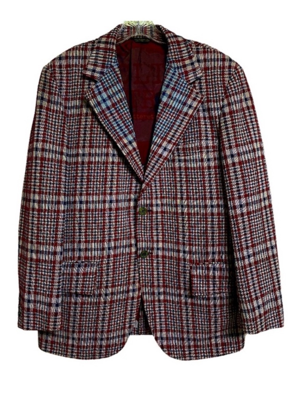 70s vtg Double Knit Plaid Blazer